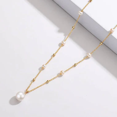 Grace Teardrop Pearl Necklace - Purple / White